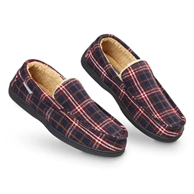 Imagen de DUNLOP Zapatillas Casa Hombre, Pantuflas Estilo Mocasines Cerradas, de Invierno Calientes Suela Goma Dura, Regalos Originales para Hombre (Borgoña Azul Marino,46)