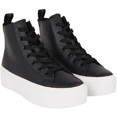 Imagen de Calvin Klein Jeans Mujer Sneaker con suela Cupsole Flatform Mid Zapatillas, Negro (Black/Bright White), 39 EU
