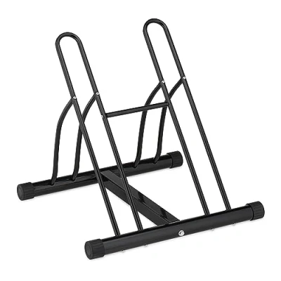 Imagen de Relaxdays Soporte Bicicletas para Interior, 2 Bicis, Neumáticos hasta 60 mm, Acero, 57 x 60,5 55 cm, Negro