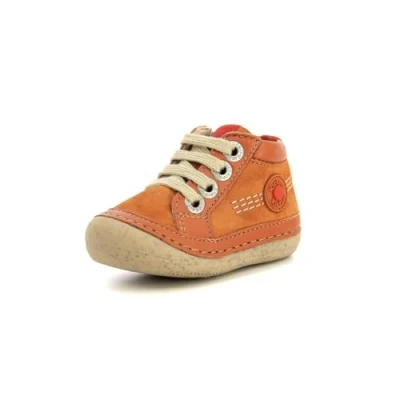 Imagen de Kickers Sonistreet Botines con cordones para niños, Talla: 24, Camel Zapatos