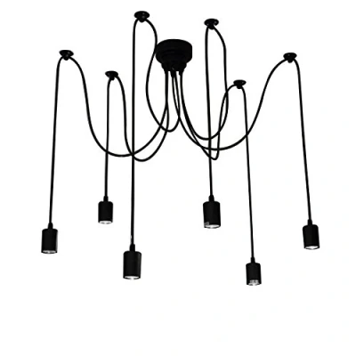 Imagen de Lixada Plafón antiguo clásico con lámpara ajustable (cada cable 1,7 m), color negro