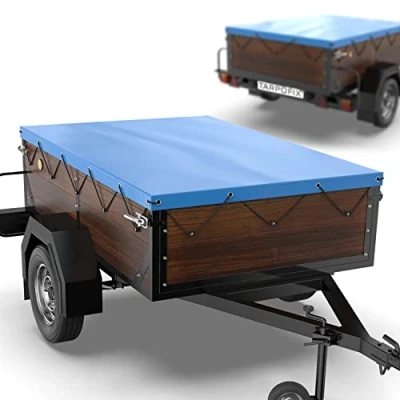 Imagen de Tarpofix® Lona para remolque plana 160x110x7,5 cm incl. cuerda de con bordes reforzados, PVC Cubierta ideal varios modelos remolques automóviles 350kg &amp; 500kg