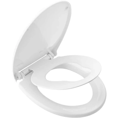 Imagen de Ram® asiento de inodoro familiar cierre suave con función liberación rápida, infantil integrado, para niños bisagras ajustables,