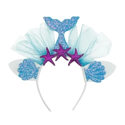 Imagen de W WIDMANN MILANO Party Fashion Diadema sirena, azul o rosa, mundo submarino, aleta de sirena