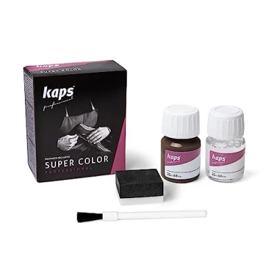 Imagen de Kaps Tinte con Imprimación para Zapatos Y Bolsos Textiles de Cuero Natural Sintético, Super Color And Preparer, 70 Colores (139 marrón medio)