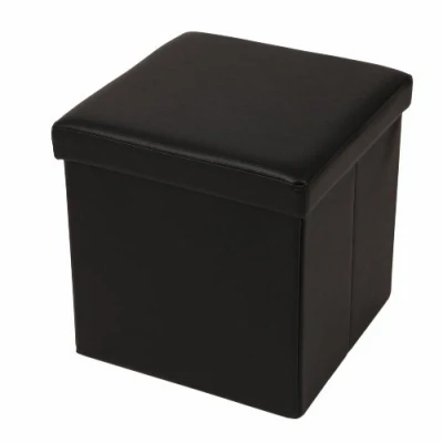 Imagen de ECHTWERK Banqueta, Piel sintética, Negro, 38x38x38 cm