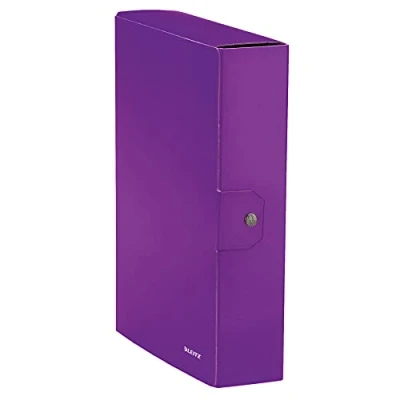 Imagen de Leitz, caja, cierre de botones, cartón plastificado, tamaño 25 x 35, WOW, color violeta Dorso 8 cm