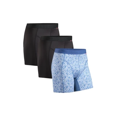 Imagen de DANISH ENDURANCE Calzoncillos Hombre Boxer Deportivos, Ajustados y Transpirables, Pack de 3, Multicolor: 2 X Negro, 1 Mosaico Azul, L