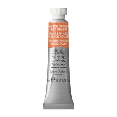 Imagen de Winsor &amp; Newton Acuarela Profesional Pintura de Acuarela, Alta Luminosidad, Resistente a la Luz, Calidad Archivo, Tubo 5ML, Color Naranja M.Rojo