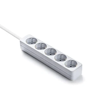Imagen de FAMATEL Regleta ecosockets 5 tomas 1,5 Metros Hasta 3500W Protección Infantil Base enchufes Múltiple Orientación a 45º Blanco