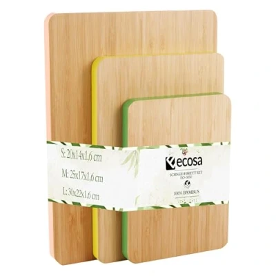 Imagen de tabla de cortar madera, juego 3 tablas bambú sostenible, cortar, servir, respetuosa con el medio ambiente,