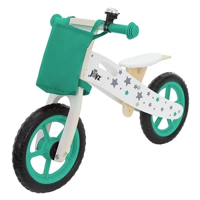 Imagen de Joyz Bicicleta Infantil Equilibrada de Madera Verde Correpasillos sin Pedales con Bolsa Tela Asiento Ajustable Ruedas EVA 11 Pulgadas a Prueba Pinchazos Timbre y Asa Transporte