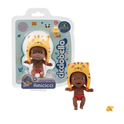 Imagen de Amicicci Cicciobello CC038400 Giochi Preziosi Cuties Minifigura con Gorro de Animal y coleta en el pañal, para niñas a Partir 3 años