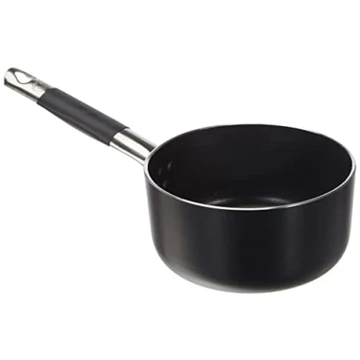 Imagen de Ollas Agnelli Alblack Cazuela Alta de Aluminio, 3 mm Espesor, con Mango Tubular Acero Inoxidable Fresco, Negro, 16 cm