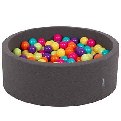 Imagen de KiddyMoon 90X30cm/300 Bolas ∅ 7Cm Piscina De para Ninos Hecha En La UE, Grisos:Verdeclr/Amarill/Turq/Naranja/Rosaos/Morado