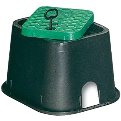 Imagen de Suinga ARQUETA de RIEGO, negro, 240x270x175 mm. Caja riego para 1 electroválvula o accesorios. Polietileno alta resistencia, bordes gran calidad y roustez.
