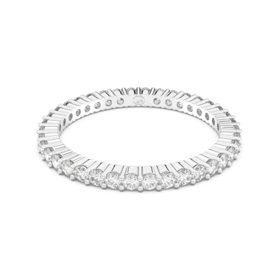 Imagen de Swarovski Anillo Matrix Vittore, corte redondo, blanco, acabado plateado, Cristal, Cristal