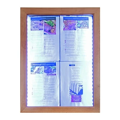 Imagen de Securit Pizarra LED Classic cristal pantalla de información, 4 x a4 (A2), 53 70 6 cm, marco Marrón (mcs wldb), color madera