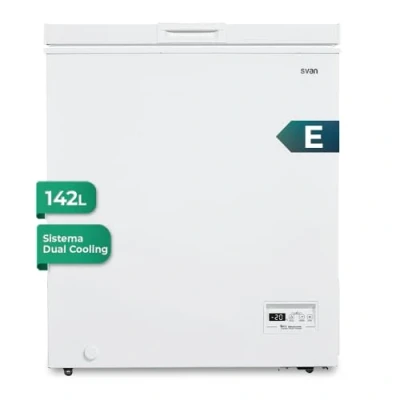 Imagen de Svan Congelador horizontal Blanco SCH1501EDC. Capacidad 142 Litros, Dual Cooling, 1 Cesta, Bajo nivel Sonoro, eficiencia energética Clase E [Clase de E]