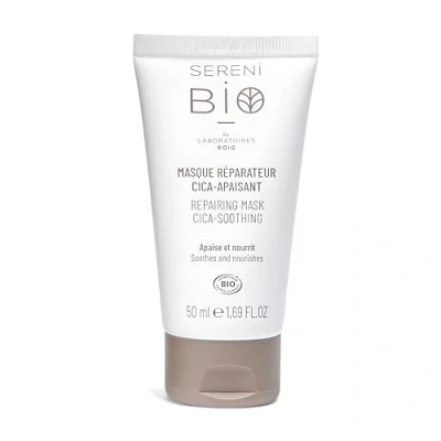 Imagen de Sérénibio Mascarilla Reparadora Centella Asiática Cuidado Capilar y Facial Certificado Bio, Vegano de Comercio Justo Calma Nutre Hidratante para Pieles Ultrassensibles 50 ml
