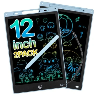 Imagen de Pizarra Magnetica Infantil 12 Pulgadas Magica Vistoso Tableta de Escritura LCD Borrable y Reutilizable para Niñas Niños 2 3 4 5 6 7 8 Años, Azul, Piezas
