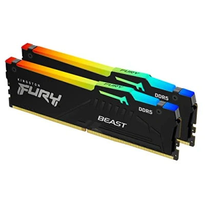 Imagen de Kingston FURY Beast Negro RGB 32GB (2x16GB) 5600MT/s DDR5 CL36 DIMM Memoria gamer para Ordenadores de sobremesa Kit 2 KF556C36BBEAK2 32