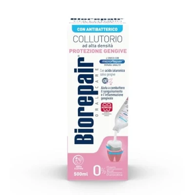 Imagen de Biorepair, Enjuague bucal de alta densidad, protección contra sangrado encías, con ácido hialurónico y zinc, antibacteriano, sin flúor, alcohol clorhexidina, 500 ml