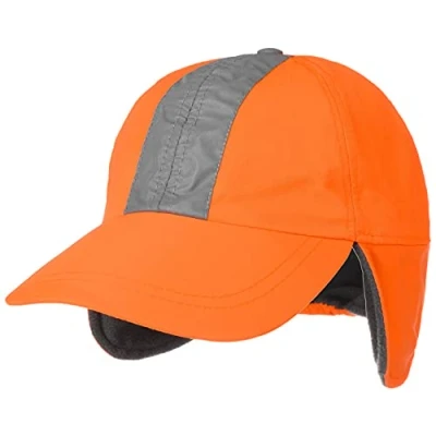 Imagen de LIPODO Gorra Reflectante con Orejeras Mujer/Hombre de Invierno béisbol Protector Orejas Cerrado por atrás, Visera, Forro otoño/Invierno L (57 58 cm) Naranja neón
