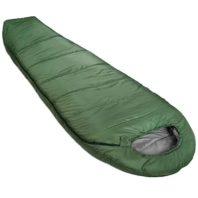 Imagen de Amazon Basics Saco de dormir, acampada, senderismo, ligero, clima frío, verde oliva, tipo momia, 83.8 x 208.3 cm