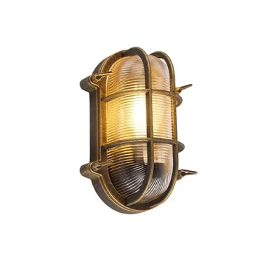 Imagen de Qazqa Industrial Aplique/plafón dorado/latón ovalado IP44 NOUTICA Aluminio/Vidrio Ovalada Adecuado para LED Max. 1 x 60 Watt