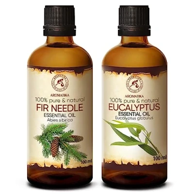 Imagen de Set de Aceites Esenciales 2x100ml Aguja Siberiana Abeto Eucalipto Aromaterapia para Difusor Aromalamp Humidificador Lámpara Aromática Aceite