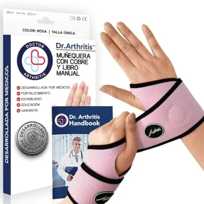 Imagen de Muñequera Tendinitis Muñeca Desarrollada por Médicos Metacarpiana para Alivio de Lesiones Muñeca, Pulgar, Síndrome Túnel Carpiano, Ligamentos [Par, Rosa]