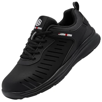 Imagen de LARNMERN Zapatos de Seguridad para Hombre Mujer Impermeable Punta Acero Zapatillas Cómodo Ligero Transpirable Calzado Seguridad(Negro B,42EU)