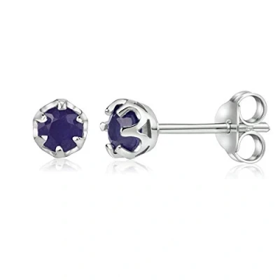 Imagen de SILVEGO JJJ1032SA Pendientes de Plata 925 con Zafiro Genuino 4 mm