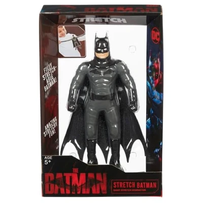 Imagen de Stretch Batman con Traje Negro, Juguete de la Liga Justicia DC Comics, muñeco superhéroe Estirable y maleable, vuelve a su Forma Original, Mide 10 cm, Famosa (TR302000)