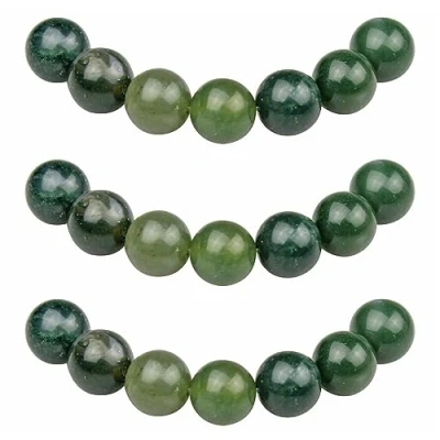 Imagen de MJDCB 12mm 30 piezas Cuentas de Piedra Ágata Musgosa Verde Redondas Sueltas Piedras Semipreciosas Naturales para Hacer Joyas Pulseras Collares