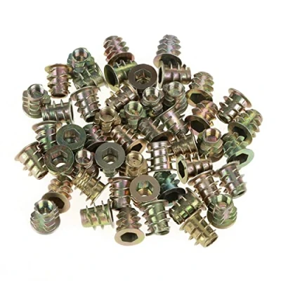 Imagen de FTVOGUE 50 unidades M5 x 10 mm, aleación de zinc roscado insertado en forma nubes para atornillar, interior Hexagonal, pernos fijación maderas blandas como pino