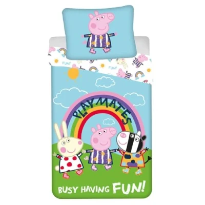Imagen de Jerry Fabrics Peppa Pig Juego de cama infantil (140 x 200 cm, funda almohada 70 90 100% algodón), diseño cebra Zoe