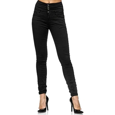 Imagen de Elara Vaqueros Mujer Cintura Alta Push Up Skinny Fit Chunkyrayan Negro 1949 Black 34 (XS)