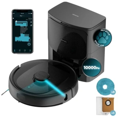Imagen de Cecotec Robot Aspirador y Friegasuelos con Base Autovaciado Conga 9590 Spin Revolution Ultra Power Home Essential. Navegación Láser, 10000Pa, App, Autonomía 240min, Cepillo Mascotas, Mopas Gitarorias