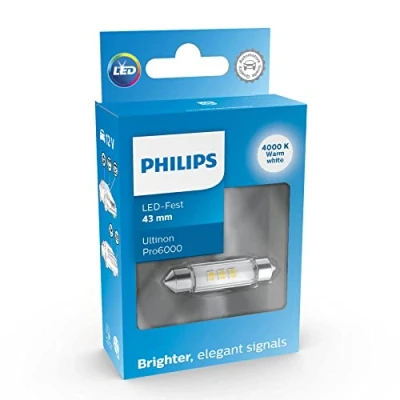 Imagen de Philips Ultinon Pro6000 LED Festoon foco de señalización para automóvil (C5W), 4.000K, 43mm, Versión anterior