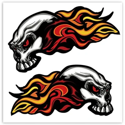 Imagen de SkinoEu 2 x PVC Laminado Adhesivos Pegatinas Calavera Cráneo de Llama para Motociclista Autos Coches Motos Ciclomotores Bicicletas Ordenador Portátil Regalo B 35