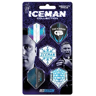Imagen de RED DRAGON Gerwyn Price Iceman Hardcore Dart Flight Collection 5 Juegos por Paquete (15 Plumas en Total)