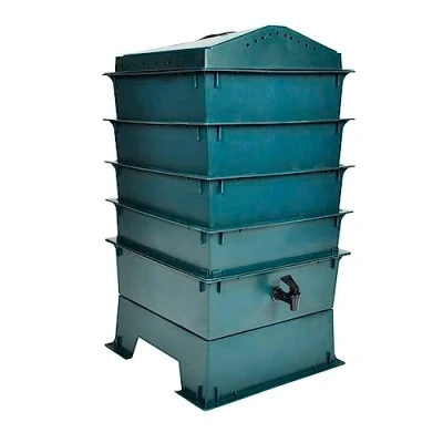 Imagen de vidaXL Compostador para Gusanos con 4 Bandejas Verde Vermicompostador Abono