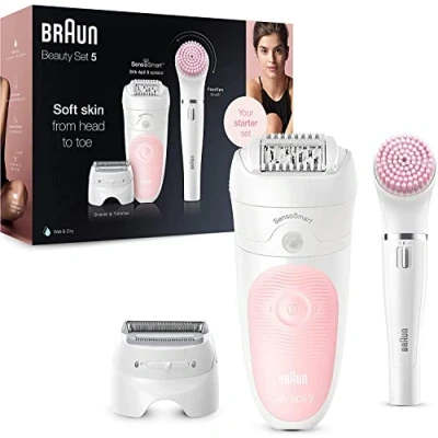 Imagen de Braun Silk épil 5 Depiladora Eléctrica Mujer 3 en 1, Kit de belleza para una sepilación suave, 825 Blanco/Gris