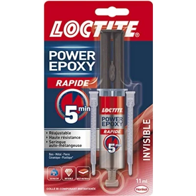 Imagen de Loctite pegamento epoxy rápido 5 min Invisible, Ultra resistente, materiales, jeringuilla 11 ml