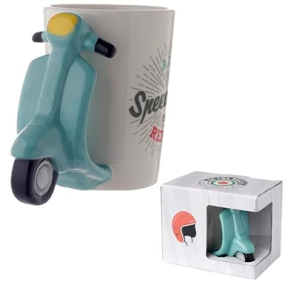 Imagen de Puckator Scooter Retro Taza con mango, cerámica, verde, 1 unidad (lote de 1)