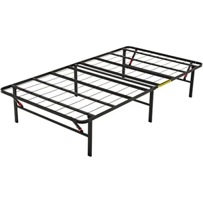 Imagen de Amazon Basics Somier fijo plegable, montaje sin herramientas, permite almacenar debajo de la cama, 90 x 200 cm, 35.5 Negro