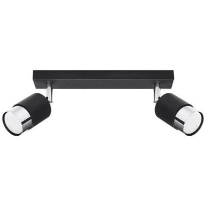 Imagen de SOLLUX lighting Nero Foco de techo Twin, negro/cromado, 2x GU10