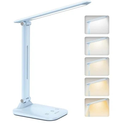 Imagen de BICKON Lampara Escritorio Led, 5 Modos y Luminosidad Ajustable Lámpara Cuidado Ocular con USB, LED Plegable &amp; Portátil, Función de Memoria, Temporizador